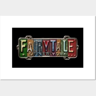 Fairytale Of New York - Vintage AI Generated Street Sign License Plate Posters and Art